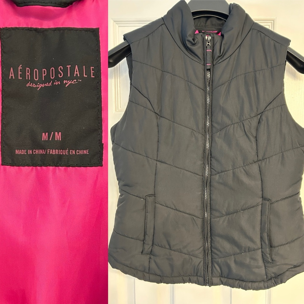 Aeropostale Women's Black Puffer Vest Medium